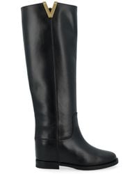 Via Roma 15 - Logo Plaque Round Toe Boots - Lyst