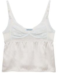Prada - Vintage-Look Satin And Lace Top - Lyst