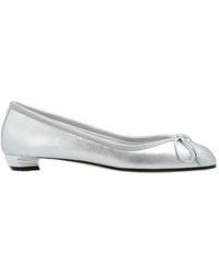 McQueen - Bow-Detailed Metallic Flat Shoes - Lyst