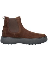 Tod's - Flatform Round-Toe Ankle Boots - Lyst