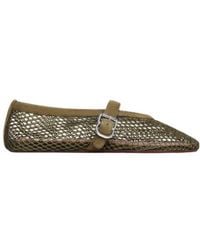 Alaïa - Alaïa Fishnet Buckled Ballet Flats - Lyst
