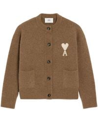 Ami Paris - Logo Detailed Knitted Cardigan - Lyst