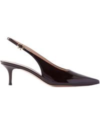 Gianvito Rossi - Robbie 55 Polished-Leather Slingback Pumps - Lyst