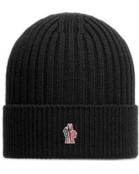 Moncler - Grenoble Logo Ribbed Beanie Hat - Lyst