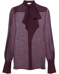 Nina Ricci - Long-Sleeve Silk Chiffon Blouse - Lyst