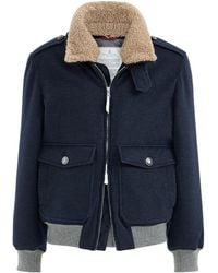Brunello Cucinelli - Shearling-Collar Bomber Jacket - Lyst