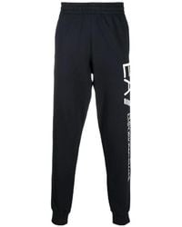 Emporio Armani - Logo-Print Cotton Track Trousers - Lyst