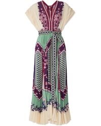 La DoubleJ - V-Neck Floral Pleated Midi Dress - Lyst
