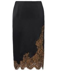 Dorothee Schumacher - Shiny Statement Lace-Trimmed Satin Midi Skirt - Lyst