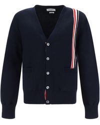 Thom Browne - Rwb Striped Intarsia Button-Up Cardigan - Lyst