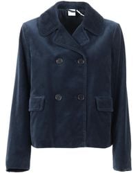 Aspesi - Double-Breasted Velvet-Texture Jacket - Lyst