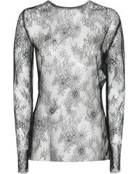 Alberta Ferretti - Long-Sleeved Lace T-Shirt - Lyst
