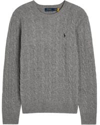 Polo Ralph Lauren - Cable Knit Wool-Cashmere Blend Sweater With Logo - Lyst