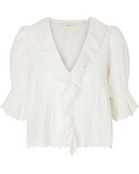 Doen - Ruffled Pintucked Broderie Anglaise Cotton Top - Lyst