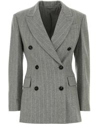 Brunello Cucinelli - Double-Breasted Pinstriped Blazer - Lyst