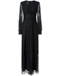 Pinko - Long Lace Dress With V-Neck - Lyst