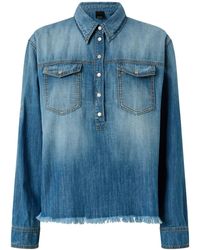 Pinko - Floral Printed Denim Shirt - Lyst