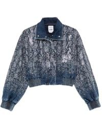 Liu Jo - X Elodie Sequin-Embellished High Neck Denim Jacket - Lyst
