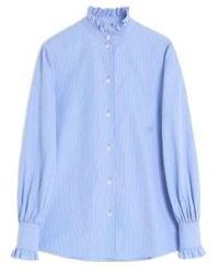 Valentino - Ruffled-Trim Striped Button-Up Shirt - Lyst