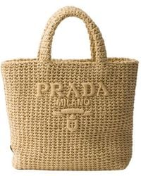 Prada - Logo Detailed Small Tote Bag - Lyst