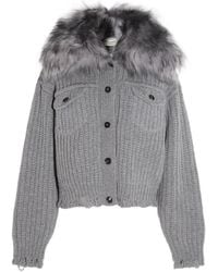 Blumarine - Fur Insert Knit Cardigan - Lyst