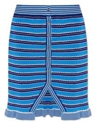 Ganni - Striped Ruffled Midi Skirt - Lyst