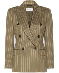 Max Mara - Double-Breasted Pinstripe Suit Jacket - Lyst