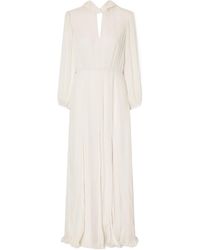 Saloni - Floral-Print Silk-Crepon Gown - Lyst