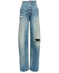 MM6 by Maison Margiela - Distressed Washed Denim Jeans - Lyst