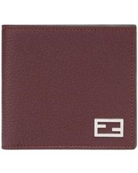 Fendi - Burgundy Leather Bi-Fold Wallet - Lyst