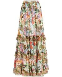 Etro - Floral Printed Pleated Midi Skirt - Lyst