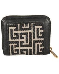 Balmain - Bicolor Jacquard 1945 Coin Pouch With Leather Panels - Lyst
