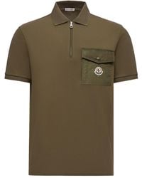 Moncler - Cotton Piquet Polo Shirt With Pocket - Lyst