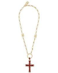 Dolce & Gabbana - Gem-Embellishment Cross-Pendant Necklace - Lyst