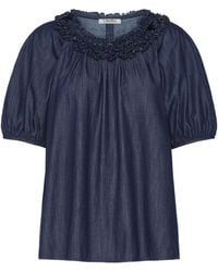 Max Mara - Pleated Denim Shirt - Lyst