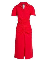 Max Mara - Solid-Color Short-Sleeve V-Neck Dress - Lyst