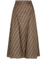 Fendi - Ff Jacquard Twill Midi Skirt - Lyst