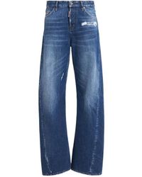DSquared² - Loose Twist Wide Leg Denim Jeans - Lyst