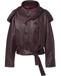 7 For All Mankind - Cropped Double-Breasted Leather Jacket - Lyst