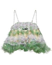 SUSAN FANG - Embellished Tulle Crop Top - Lyst