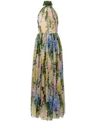 Oscar de la Renta - Floral Gathered Silk Chiffon Gown - Lyst