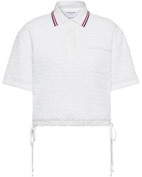 Thom Browne - Ribbon Tweed Striped Polo Top - Lyst