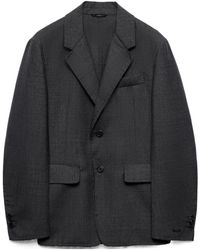 Prada - Single-Breasted Wool Blend Jacket - Lyst