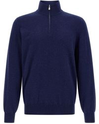 Brunello Cucinelli - Funnel-Neck Knitted Polo Shirt - Lyst