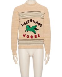 Valentino - Stripe Detailed Crewneck Jumper - Lyst