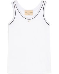 Valentino - Vlogo Signature Contrast Trim Jersey Top - Lyst