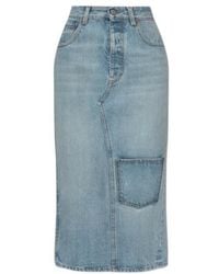 MM6 by Maison Margiela - Logo Patch Denim Skirt - Lyst