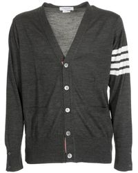 Thom Browne - 4-Bar V-Neck Knitted Cardigan - Lyst