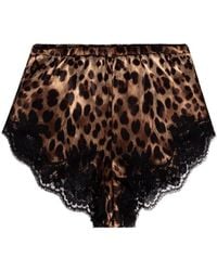 Dolce & Gabbana - Leopard Printed Lace-Detailed Pajama Shorts - Lyst