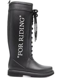 Off-White c/o Virgil Abloh - Slogan-Print Metallic Rubber Boots - Lyst